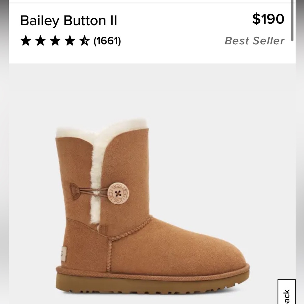 Women's UGG Bailey Button Short Boots - Tan size 7